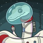 ambiguous_gender astronaut astronaut_suit cosmic_background rattle_(anatomy) solo space space_background spacesuit star rickxoxomorty adult_swim cartoon_network rick_and_morty reptile scalie snake 1:1 artist_name