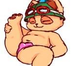 anthro clothing male raised_leg slightly_chubby solo swimming_trunks swimwear ishitaka_uwu league_of_legends riot_games tencent teemo_(lol) yordle low_res thumbnail adult_(lore)