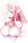 anthro big_breasts blue_eyes bow_(feature) bow_ribbon breasts chest_tuft cleavage clothed clothing female fur hair long_hair looking_at_another pink_body pink_fur pink_hair pink_nose ribbons_(anatomy) simple_background solo tuft white_background white_body white_fur thwillartz nintendo pokemon vince_(thwillartz) eeveelution generation_6_pokemon mammal pokemon_(species) sylveon 2024 2:3 colored digital_drawing_(artwork) digital_media_(artwork) hi_res portrait shaded signature