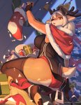 anthro antlers big_butt breasts butt clothed clothing female female_anthro fur hair handwear holidays horn kemono leggings legwear solo thick_thighs underwear lcshian christmas deer mammal new_world_deer reindeer 2020 digital_media_(artwork) hi_res shaded