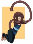 afro anthro feet fur hair male prehensile_feet solo toes mitarashi prance_(vonboche) haplorhine mammal monkey primate hi_res