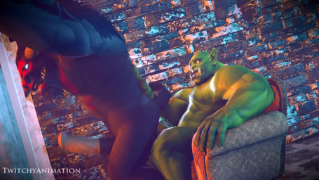 abs anal anal_penetration animal_genitalia anthro areola arm_support balls beard biceps bouncing_butt bouncing_penis brick brown_balls brown_body brown_fur brown_hair brown_tail butt duo erection facial_hair fangs fur furniture genitals glowing glowing_eyes green_body green_nipples green_penis green_skin hair hand_on_back horn humanoid_hands kneeling larger_male larger_on_top larger_penetrated looking_at_another looking_at_partner looking_back looking_pleasured male male/male male_penetrated male_penetrating male_penetrating_male muscular muscular_anthro muscular_humanoid muscular_male nipples nude on_top open_mouth pecs penetration penile penile_penetration penis penis_in_ass pink_tongue sex side_view sitting size_difference smaller_male snout sofa sofa_sex spread_legs spreading tail teeth thrusting tongue triceps tusks vein veiny_penis twitchyanimation blizzard_entertainment warcraft bovid bovine humanoid mammal orc tauren 16:9 2018 3d_(artwork) 3d_animation animated digital_media_(artwork) hi_res high_framerate loop no_sound short_playtime source_filmmaker_(artwork) video widescreen