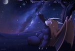 anthro detailed_background fur male moon night outside plant sky solo star tree corrsk hybrid cool_colors digital_media_(artwork) hi_res