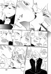 anthro blush canid canine canis comic crossed_legs dialogue domestic_dog duo english_text eyewear felid goggles greyscale hard_translated hi_res kenn kissing male mammal monochrome pantherine romantic romantic_couple tail text third-party_edit tiger tongue translated translation_edit