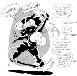 anthro bdsm bdsm_gear big_breasts black_hair bondage bound breast_squish breasts clothed clothing female gag gagged hair latex latex_clothing latex_skinsuit leather skinsuit solo squish text tight_clothing wide_hips oddjuice chinchilla chinchillid mammal rodent absurd_res english_text hi_res monochrome