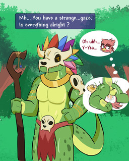 anal anthro anus arm_tattoo blush bodily_fluids bone bone_mask clothed clothing cum cum_inside duo fantasy feathers forest genital_fluids gold_(metal) gold_jewelry jewelry jungle male male/male male_penetrated male_penetrating male_penetrating_male mask penetration plant sex skull skull_mask tail tattoo tree dumbbird chucklefish starbound terraria witch_doctor_(terraria) avian avian_(starbound) scalie absurd_res hi_res