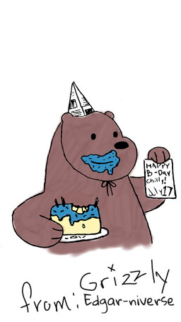 birthday brown_body brown_fur cake clothing dessert food fur hat headgear headwear note solo edgar-niverse bear mammal absurd_res hi_res