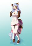 anthro blue_hair breasts clothed clothing duo female green_eyes hair simple_background smile white_background alasou lillie_sea_wry ailurid mammal red_panda 2020 absurd_res digital_media_(artwork) hi_res