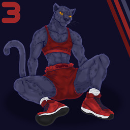 abdl anthro basketball basketball_uniform black_body black_fur bottomwear clean_diaper clothed clothing diaper diaper_fetish female fur looking_at_viewer markings melanistic muscular pose posing_for_picture simple_background solo sportswear spots spotted_body spotted_fur tail text thorns topwear uniform wearing_diaper f3lixc4tus goat_(movie) sony_corporation sony_pictures jett_fillmore canid canine felid lagomorph leopard leporid mammal pantherine 1:1 absurd_res digital_media_(artwork) hi_res