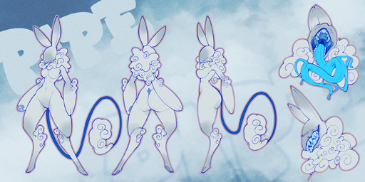 anthro blep blue_flesh blue_pawpads female fur long_ears long_tongue mane mouth_shot open_mouth pawpads paws solo tongue tongue_out white_body white_fur anonymous_artist pipe_(jeddy) splynter 2:1 absurd_res hi_res huge_filesize model_sheet