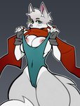 anthro areola breasts clothing female fur gloves handwear inner_ear_fluff nipples scarf solo swimwear thick_thighs tuft little_jellyfish wolf_wolfindeir_(thewolfycreator) canid canine canis mammal wolf absurd_res hi_res