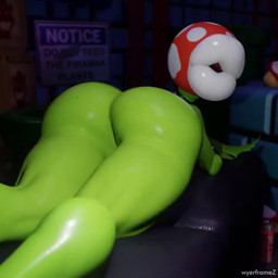 big_butt blowing_kiss breasts butt eyeless facing_away_from_viewer female green_body lips looking_at_viewer looking_back lying on_front plant presenting presenting_hindquarters seductive shaking_butt sign solo teeth text thick_lips thick_thighs warning_sign white_lips wobble wobbling wyerframez mario_bros nintendo elemental_creature elemental_humanoid flora_fauna humanoid piranha_plant plant_humanoid 1:1 2026 3d_(artwork) animated digital_media_(artwork) english_text no_sound short_playtime video