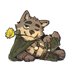 anthro armor belt cape clothed clothed_male clothing flower flower_in_mouth gambeson green_cape green_clothing green_eyes jewelry lying male male_anthro moon_pendant necklace on_side one_eye_closed plant simple_background snaggle_tooth solo white_background wristband yellow_flower luck_like far_beyond_the_world_(series) ranok_(far_beyond_the_world) canid canine canis mammal wolf 1:1