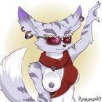 anthro big_ears breasts ear_piercing ear_ring eyewear female gesture nipples one_breast_out piercing ring_piercing salute solo sunglasses under_boob pandazar blizzard_entertainment warcraft canid canine fennec_fox fox mammal true_fox vulpera 1:1 hi_res