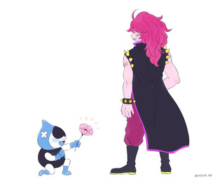 anthro blush clothed clothing duo hair male simple_background smile negi91rb_(artist) deltarune undertale_(series) lancer_(deltarune) susie_(deltarune) darkner mammal reptile scalie 2018 digital_media_(artwork)