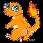 ambiguous_gender blue_eyes blush butt claws derp_eyes feral fire flaming_tail solo tail nightlinez nintendo pokemon charmander generation_1_pokemon pokemon_(species) scalie 1:1 2016 alpha_channel