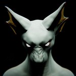 angry anthro black_background glaring glaring_at_viewer glowing glowing_eyes grey_eyes looking_at_viewer looking_up multi_ear pupils simple_background small_pupils solo top_of_head webbed_ears wrinkled_nose screelee 1:1 3d_(artwork) bust_portrait digital_media_(artwork) hi_res portrait