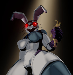 3_toes anthro big_breasts blue_bow_tie bow_tie breasts buckteeth camel_toe carrying_another duo eyebrows eyelashes feet female glistening glistening_body gloves_(marking) glowing glowing_eyes gradient_background larger_anthro larger_female long_ears looking_at_another low-angle_view macro male markings open_mouth red_sclera simple_background size_difference smaller_anthro smaller_male stitch_(sewing) teeth thick_thighs thigh_highs_(marking) toes ventral_groove whiskers white_body white_eyebrows wide_hips yellow_body atumalaca atumalaca_(modeler) five_nights_at_freddy's five_nights_at_freddy's:_help_wanted scottgames glitchtrap vanny_(fnaf) lagomorph leporid mammal rabbit 2026 3d_(artwork) digital_media_(artwork)
