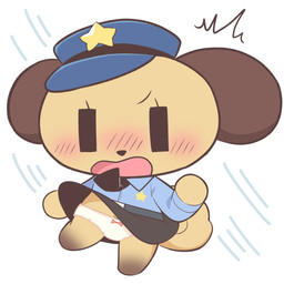 anthro blush chibi clothed clothing female open_mouth police police_uniform simple_background simple_eyes solo underwear uniform white_background white_clothing white_underwear 774 canid canine canis domestic_dog mammal 1:1 hi_res