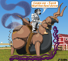 anthro anthro_on_feral ball_fur barn belly bestiality big_belly bloated bodily_fluids dialogue digestion_noises dominant dominant_anthro duo exhaust exhaust_smoke farm feral gas_pedal genital_fluids horn machine male male/male masturbation motion_lines narrowed_eyes oil oil_stain onomatopoeia penile penile_masturbation post_digestion precum reins riding_on_back saddle shaking smoke smoke_from_anus sound_effects speech_bubble squint steam text unusual_bodily_fluids vore vore_implied bluthederg conditional_dnp zelkothezeeb nintendo pokemon zelko avian bird chicken equid equine galliform generation_5_pokemon hybrid mammal phasianid pokemon_(species) robot robot_feral scolipede zebra digital_media_(artwork) english_text pixel_(artwork)