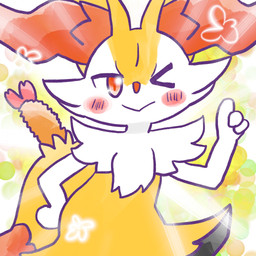 ambiguous_anthro ambiguous_gender anthro biped blush blush_stickers closed_smile dipstick_tail food front_view gesture hand_gesture hand_on_hip looking_at_viewer markings mouth_closed object_in_tail one_eye_closed shrimp_(food) simple_background smile solo standing tail tail_markings wink winking_at_viewer annyui0611 nintendo pokemon braixen canid generation_6_pokemon mammal pokemon_(species) 1:1 2024 digital_drawing_(artwork) digital_media_(artwork) half-length_portrait hi_res japanese_description portrait translated_description