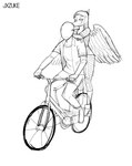 anthro bald bicycle clothing duo eyelashes feathered_wings feathers female fingers jacket male riding_bike smile snout topwear vehicle wings jxzuke cavemanon_studios goodbye_volcano_high snoot_game anon_(snoot_game) fang_(gvh) human mammal prehistoric_species pterodactylus pterosaur reptile scalie 2023 artist_name black_and_white hi_res monochrome sketch watermark