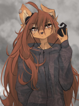 anthro biped clothed clothed_anthro clothed_female clothing electronics female fingers freckled_face freckles front_view hair headphones looking_at_viewer solo tattoo tinygaypirate apogee_(tinygaypirate) canid canine canis domestic_dog mammal 2025 3:4 digital_drawing_(artwork) digital_media_(artwork) hi_res
