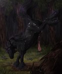 absurd_res anatomically_correct anatomically_correct_genitalia anatomically_correct_penis animal_genitalia animal_penis anus ass_up balls black_body black_fur black_mane bodily_fluids borealis_thevaner butt collar detailed_background equid equine equine_genitalia equine_penis erection feral forest fur genital_fluids genitals grass green_highlights gypsy_vanner hi_res highlights_(coloring) hooves horse male mammal mane markings medial_ring mottled mottled_genitalia mottled_penis on_fore_legs outside penis plant precum purple_highlights quadruped realistic_feral scarlanya shaded solo spots spotted_body spotted_fur star_pattern tail tree underhoof unguligrade