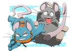 anthro blue_body blue_fur cloud duo fur grey_body grey_fur kemono one_eye_closed open_mouth smile tongue tongue_out wink letter_route mammal mouse murid murine rodent 2025 hi_res