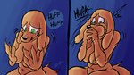 anthro bodily_fluids breasts brown_body brown_fur covering covering_mouth crying female fur green_eyes hands_over_mouth looking_at_hands nude retch shaking solo tears biscotti5000 jane_(biscotti5000) canid canine canis domestic_dog mammal 16:9 hi_res widescreen