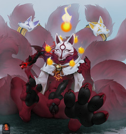 9_tails animal_genitalia animal_mask animal_penis animal_vulva anthro bodily_fluids canine_genitalia canine_penis canine_vulva claws feet foot_fetish foot_focus fox_mask genital_fluids genitals herm intersex knot knotted_penis maleherm mask melee_weapon multi_tail nipples pawpads paws penis solo spiked_penis spikes spikes_(anatomy) spread_toes sweat sweatdrop sword tail toe_claws toes vaginal_fluids vulva weapon wet wet_feet wet_paw marycitrus zoodeik canid canine fox mammal hi_res