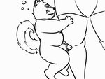 anthro balls belly duo erection genitals humping_leg male male/male penis size_difference slightly_chubby slightly_chubby_anthro slightly_chubby_male custardalvis lifewonders live_a_hero procy canid canine canis domestic_dog mammal 4:3 animated short_playtime