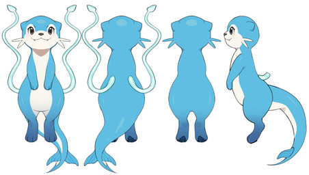 2_tentacles 4_legs ambiguous_gender belly blue_body blue_skin brown_eyes feral happy multiple_angles pawpads paws solo tail white_belly redship_games_(artist) sweer_(vex) hybrid mammal small_creature vex_(species) digital_media_(artwork) hi_res model_sheet female_(lore)