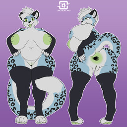 anthro anus areola armwear big_areola big_breasts breasts butt clothing elbow_gloves female gaping gaping_anus genitals gloves gradient_background hand_on_hip handwear huge_breasts legwear navel nipple_piercing nipples piercing presenting presenting_anus presenting_hindquarters self_grope simple_background solo thick_thighs thigh_highs tongue tongue_out tongue_piercing vulva jacqueling jacqui_sunshine felid mammal pantherine snow_leopard absurd_res hi_res