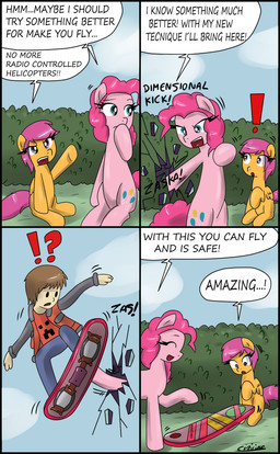 black_border blue_eyes border breaking_the_fourth_wall brown_hair clothing dialogue exclamation_point feathered_wings feathers female feral hair hoverboard interrobang male pink_hair plant portal question_mark shrub tail text wings young young_female young_feral young_human young_male ciriliko back_to_the_future friendship_is_magic hasbro microsoft minecraft mojang my_little_pony mythology xbox_game_studios marty_mcfly pinkie_pie_(mlp) scootaloo_(mlp) earth_pony equid equine horse human mammal mythological_creature mythological_equine pegasus pony 2013 absurd_res comic crossover english_text hi_res