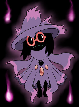 abstract_background anthro biped black_background black_body black_fur clothed clothing colored_fire costume eyewear fire floating fully_clothed fur gem glasses glowing hat headgear headwear heart_symbol levitation magic magic_user midair pokemon_costume purple_clothing purple_fire robe scarf simple_background smile solo witch witch_hat glitched-irken deltarune nintendo pokemon undertale_(series) ralsei bovid caprine darkner generation_4_pokemon ghost goat mammal mismagius pokemon_(species) spirit 2018 crossover digital_media_(artwork) full-length_portrait hi_res portrait