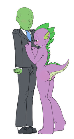 ?_face aged_up anthro blush bodily_fluids clothed clothing crossgender duo female fully_clothed male necktie nude simple_background sweat tail white_background carniscorner friendship_is_magic hasbro my_little_pony mythology anon spike_(mlp) dragon human mammal mythological_creature mythological_scalie scalie