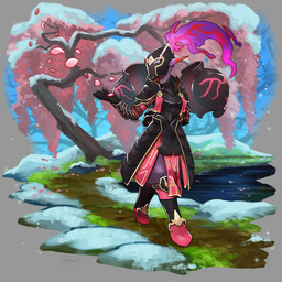 anthro armor cherry_blossom clothing female fire flaming_hair flower garden gauntlets gloves handwear plant prunus_(flower) pseudo_hair solo haychel nintendo pokemon armarouge generation_9_pokemon pokemon_(species) 1:1 2025 absurd_res hi_res