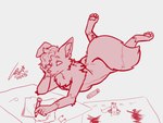 anthro biped breasts drawing feet_up female female_anthro floppy_ears fluffy fluffy_tail fur hair lying marker on_front solo tail neon_noble jesam_(jesam) canid canine fox mammal red_fox true_fox 4:3 digital_media_(artwork) monochrome nonbinary_(lore) trans_(lore) trans_woman_(lore)