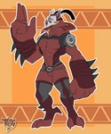 abs bandage clothing feet male mask muscular muscular_male ninja pecs simple_background solo talons toes warrior wings tattoorexy age_of_calamity breath_of_the_wild nintendo the_legend_of_zelda avian rito yiga 2023 hi_res