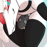 anthro blue_eyes blush close-up clothing collar confusion duo female feral hair leg_grab legwear long_hair male male/female multicolored_hair red_hair red_sclera scales smile smiling_at_viewer squish thigh_grab thigh_highs thigh_squish two_tone_hair white_body white_hair white_scales abzollozdol mythology anonymous_character luna_(abzollozdol) dragon human mammal mythological_creature mythological_scalie scalie 1:1 absurd_res hi_res