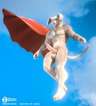 3d_(artwork) 5_fingers abs absurd_res animal_genitalia anthro balls blue_body blue_skin bottomless canid canine canis cape clothed clothing dc_comics dc_league_of_super-pets digital_media_(artwork) domestic_dog erection fingers fur genitals hi_res humanoid_genitalia humanoid_penis hybrid_genitalia hybrid_penis krypto looking_at_viewer looking_down male mammal muscular muscular_anthro muscular_male penis pink_nose pink_penis sheath sheathed_humanoid_penis simple_background solo superhero superpower white_body white_fur zorryn