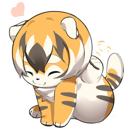 3_toes chest_tuft chibi countershading eyes_closed feet female feral fur hair heart_symbol multicolored_body multicolored_fur multicolored_hair orange_body orange_fur orange_hair scratching_head scratching_self scratching_with_foot simple_background sitting smile solo toes tuft white_background white_body white_fur white_hair aspirindabaitu arknights hypergryph studio_montagne waai_fu_(arknights) felid mammal pantherine tiger 1:1 absurd_res digital_media_(artwork) hi_res