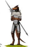 anthro armor axe claws fabric horn male solo spikes tail weapon aydaharart dungeons_and_dragons hasbro wizards_of_the_coast rex_fearless dragonborn_(dnd) scalie