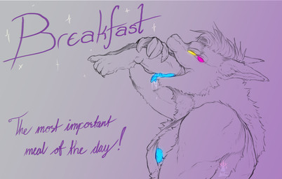 almost_fully_inside anthro bodily_fluids breakfast glowing glowing_nipples hair holding_both_legs legs_up male male_pred multi_eye nipples open_mouth oral_vore partially_inside saliva soft_vore solo text tongue vore geno28 alien ambiguous_species 2023 english_text hi_res watermark