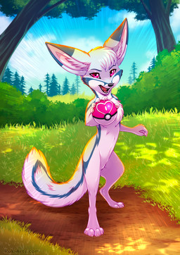 anthro biped claws countershade_torso countershading featureless_crotch feet fingers front_view fur hair love_ball male nude nude_anthro nude_male pokeball smile solo standing tail teeth toes tongue rukifox nintendo pokemon racefox canid canine fox mammal 2026 digital_drawing_(artwork) digital_media_(artwork) hi_res