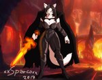 big_breasts boots breasts brown_hair cape clothed clothing female footwear fur glowing hair high_heeled_boots high_heels melee_weapon shoes solo sword weapon white_body white_fur xxsparcoxx european_mythology mythology norse_mythology hela_(deity) hela_(xxsparcoxx) domestic_cat felid feline felis mammal 2017 artist_name digital_media_(artwork)