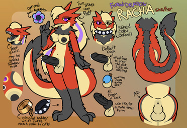 animal_genitalia anthro anus backsack balls blue_chastity_cage breasts butt chastity_cage chastity_device cheek_tuft chest_tuft collar countershade_torso countershading cuff_(restraint) cuffs_(clothing) facial_tuft flower fur furry_tail genitals gynomorph hair hair_over_eye head_tuft highlights_(coloring) humanoid_genitalia humanoid_penis intersex knot long_hair navel nipples nude penile_spines penis plant restraints sheath solid_chastity_cage solo spiked_collar spikes tail teeth thick_tail tuft wearing_chastity_cage wearing_chastity_device otterjunk mythology racha_(otterjunk) dragon furred_dragon furred_scalie mythological_creature mythological_scalie scalie absurd_res hi_res model_sheet
