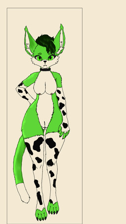 anthro female green_body green_eyes luwixthecabbage streamers artist_luwixthecabbage domestic_cat felid feline felis mammal hi_res