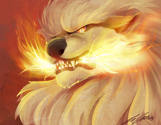 ambiguous_feral ambiguous_gender black_lips black_nose breath_powers chest_tuft elemental_manipulation feral fire fire_breathing fire_manipulation fur furrowed_brow light lips looking_at_viewer multicolored_body multicolored_fur orange_body orange_fur pupils red_background red_eyes sharp_teeth simple_background slit_pupils solo tan_body tan_fur teeth tuft two_tone_body two_tone_fur gaelfox nintendo pokemon fan_character arcanine generation_1_pokemon pokemon_(species) 2013 bust_portrait colored digital_drawing_(artwork) digital_media_(artwork) english_description hi_res lighting paint_tool_sai_(artwork) portrait shaded signature
